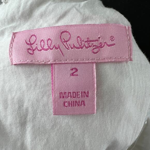 Lilly Pulitzer White Sheath Dress Cotton Floral Lace Scoop Neck Back Zip Size 2 - Picture 8 of 11
